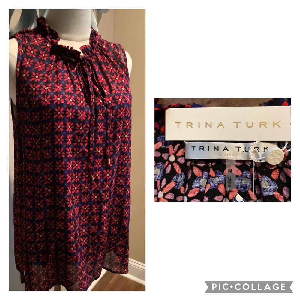 Trina Turk Verbenia Sleeveless Floral Print Top